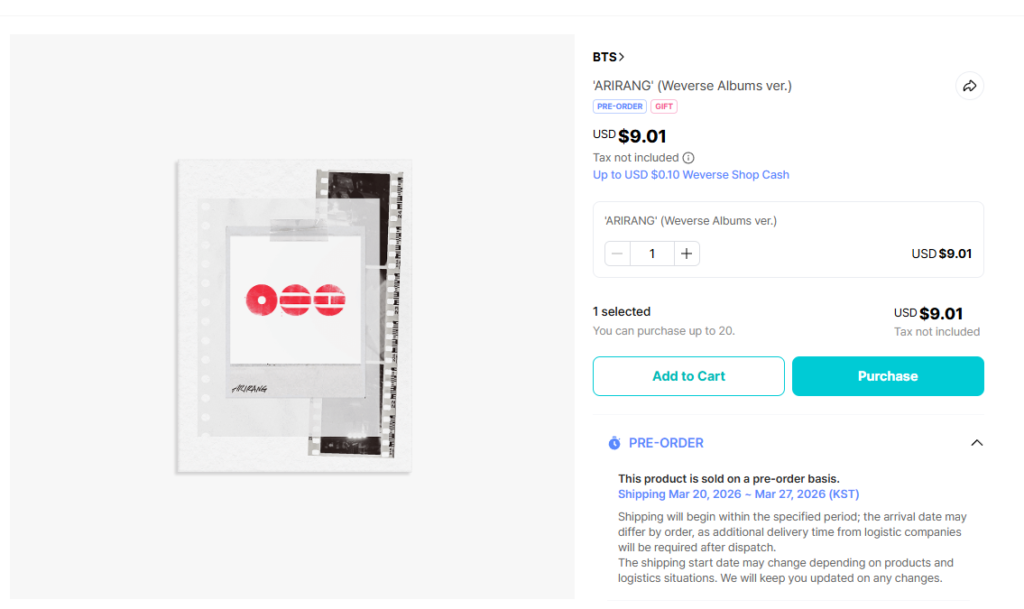 arirang version weverse