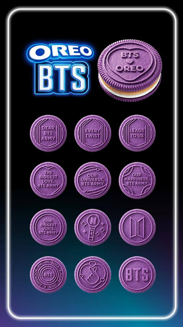 relieves exclusivos oreo x bts